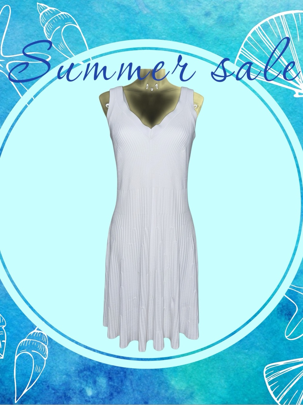 Express White Ribbed V-Neck Midi Dress
